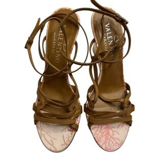 Valentino Garavani Brown and Pink Women's Sandals size 5.5